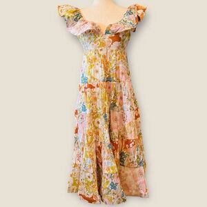 Gorgeous!! NWT Beulah Fall Floral Midi Party Dress Sz S M Tuckernuck Zimmermann